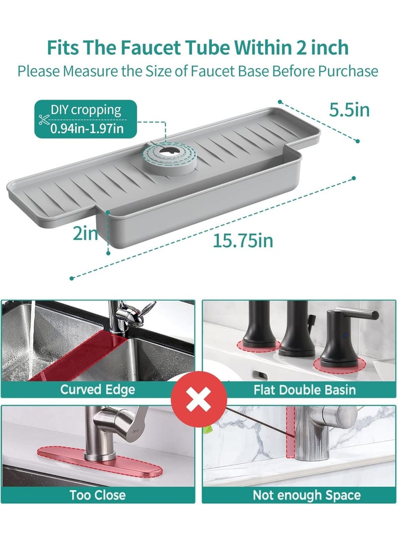 SOLARAE Kitchen Faucet Sink Splash Guard, Silicone Faucet Water Catcher Mat, Kitchen Sink Splash Guard Upgraded Faucet Water Catcher Tray, for Kitchen Bathroom Countertop - Image 5