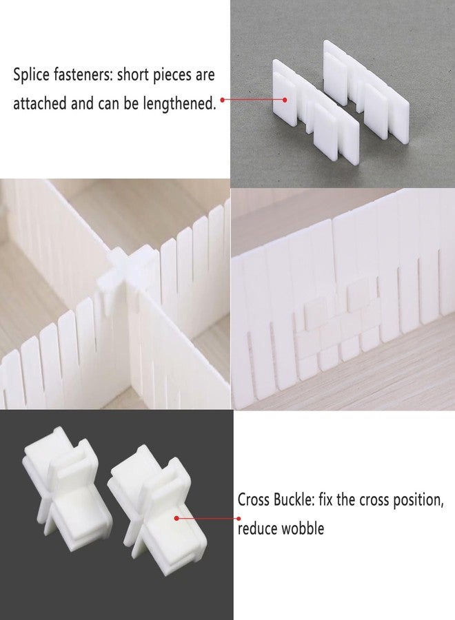 UtySty 22 Pack Drawer Divider Clips Holder Plastic Mount Fixing Buckle Corner Angle Cross Connector Ends for Drawer Organizer Partition Grid Plates Separators Rail Box Installation (4 Types) - Image 3