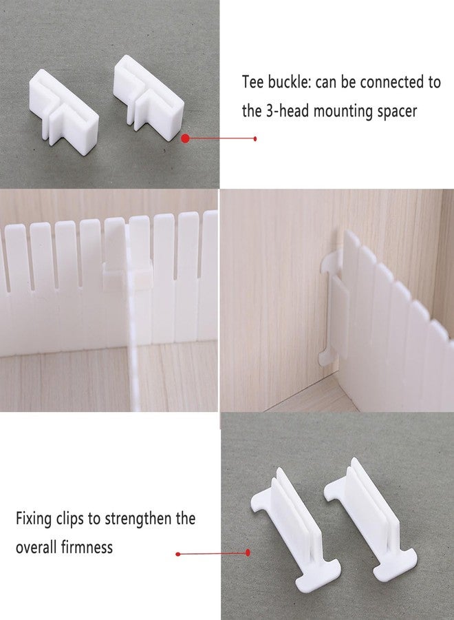 UtySty 22 Pack Drawer Divider Clips Holder Plastic Mount Fixing Buckle Corner Angle Cross Connector Ends for Drawer Organizer Partition Grid Plates Separators Rail Box Installation (4 Types) - Image 2