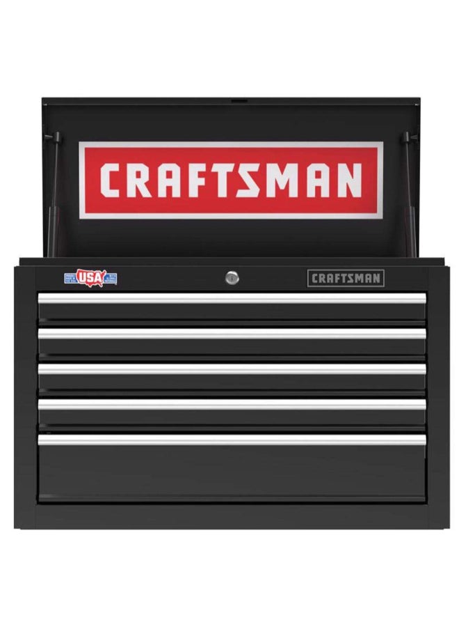 كرافتس مان سلسلة S1000 خزانة أدوات فولاذية 5 جوارير أسود 19.4 × 14.2 × 28.3 انش CMST22656BK - Image 1