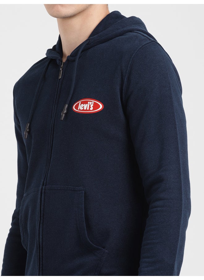 Levi's Men's Solid Blue Hooded Sweatshirt  - Image 5