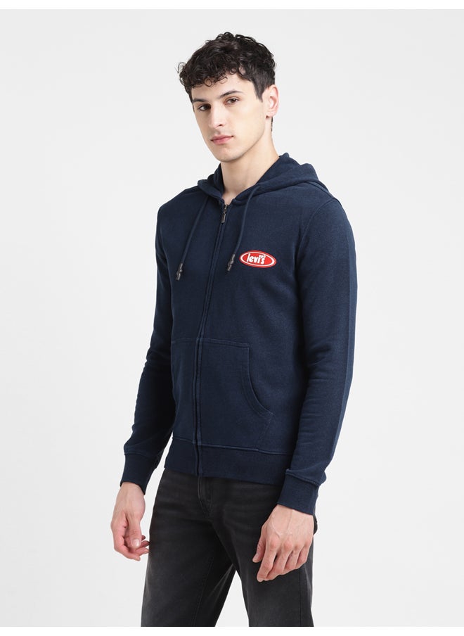 Levi's Men's Solid Blue Hooded Sweatshirt  - Image 4