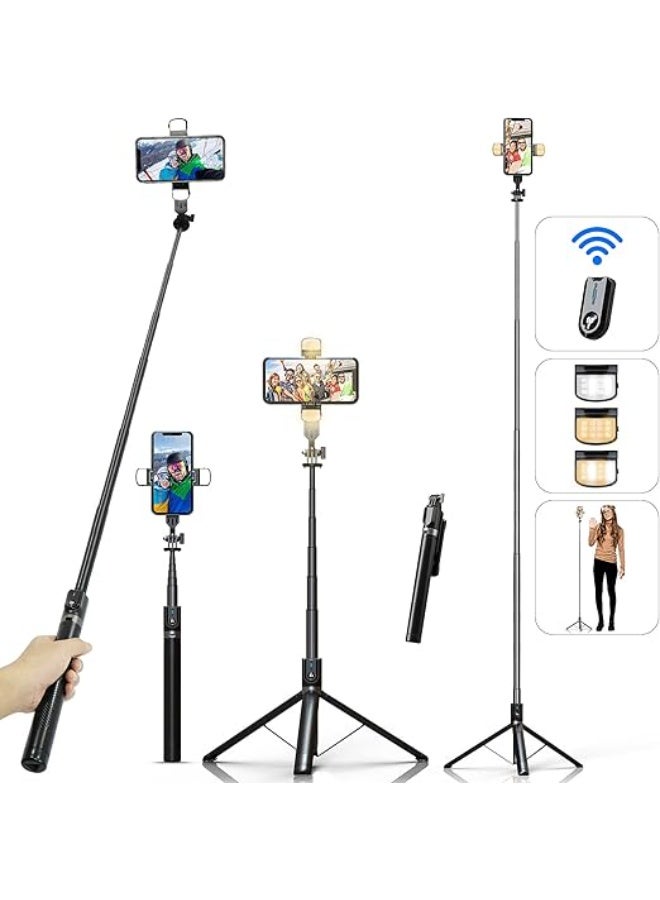 Selfie Stick Phone Tripod with Remote and LED Fill Light – 70-Inch Extendable Phone Holder for Travel, Vlogging, Live Streaming & Daily Use - Image 3
