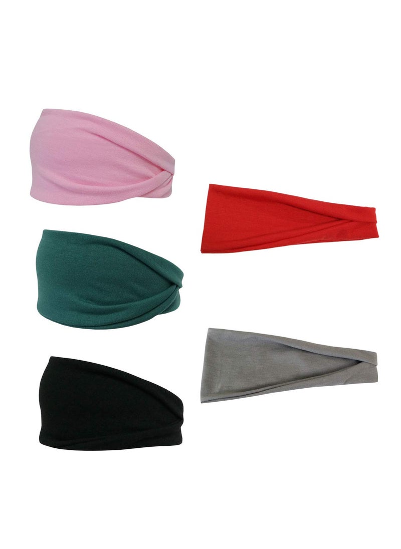 GETACOTA - 5 Pack Women Headbands Elastic Hair Band Yoga Workout Running Head Wrap Exercise Bands Sports Fashion Accessories for Womens 5p_501 - Image 1