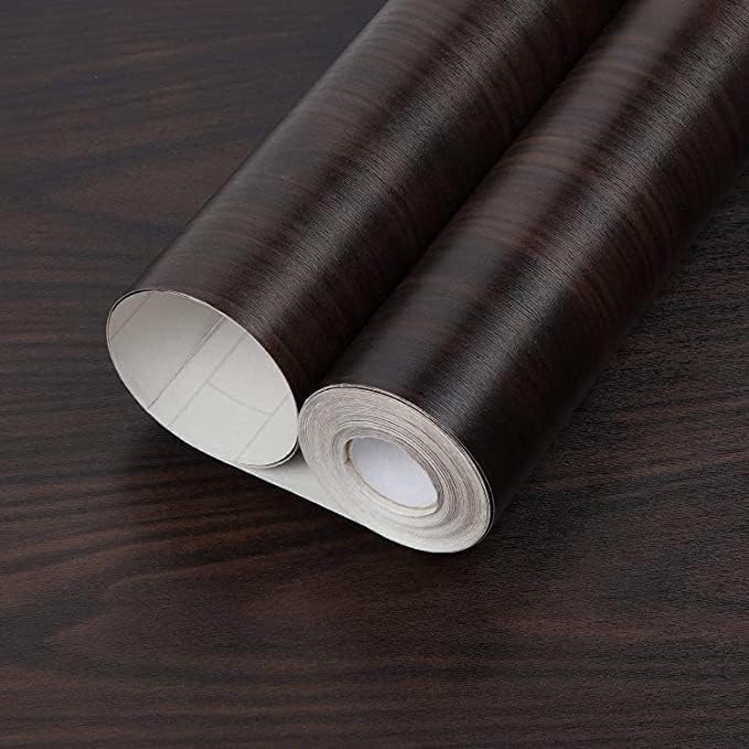 SUNBIRD Wood Wallpaper for Furniture, Almirah, Table Top, Wardrobe, Cupboard Decal Door Kitchen Wall Paper Sticker DIY PVC Self Liner Self Adhesive (Black Walnut, 30 x 127 cm) - Image 1