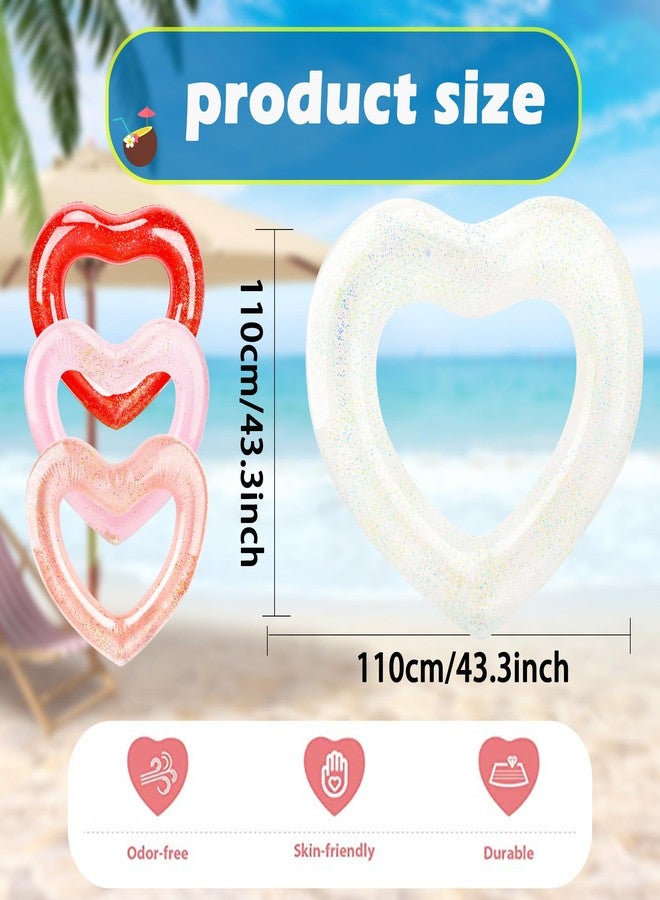 Sonarun 47.3 Inch Inflatable Heart Shaped Pool Float Inflatable Heart Shaped Swimming Ring Pool Heart Shaped Tube for Adult Summer Beach Pool Bachelor Party (Clear White) - Image 2