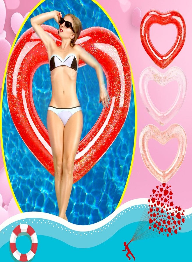 Sonarun 47.3 Inch Inflatable Heart Shaped Pool Float Inflatable Heart Shaped Swimming Ring Pool Heart Shaped Tube for Adult Summer Beach Pool Bachelor Party (Clear White) - Image 4