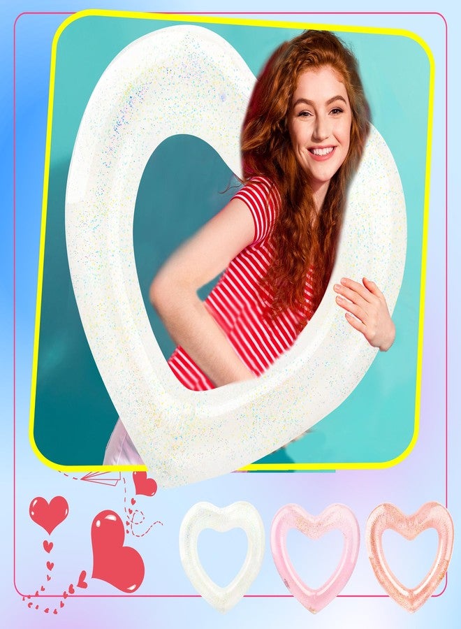 Sonarun 47.3 Inch Inflatable Heart Shaped Pool Float Inflatable Heart Shaped Swimming Ring Pool Heart Shaped Tube for Adult Summer Beach Pool Bachelor Party (Clear White) - Image 5