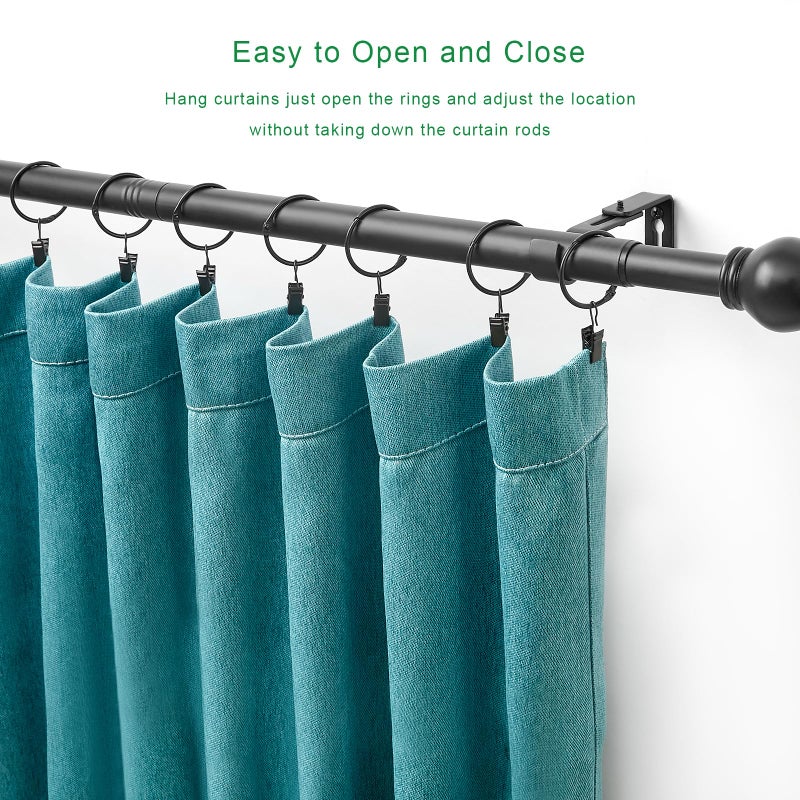 LLPJS Openable Curtain Rings with Clips, Open Drapery Rings with Hooks, Curtain Clips 1.26 inch Interior Diameter, Fit up to 1" Curtain Rod (Black, 1.26" I D Set of 36) - Image 2