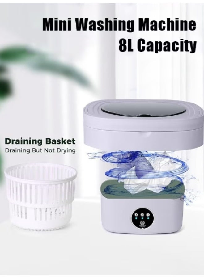Hicomony Mini Folding Washing Machine, 8L Portable Washing Machine with Drain Basket, for Apartment, Travel, Underwear, Personal, Kids - Image 2