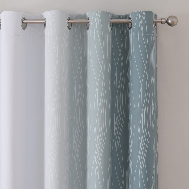 Estelar Textiler Stone Blue and Grayish White Blackout Curtains 108 Inches Long  Thermal Insulated Drapes for Bedroom  Full Light Blocking Energy Saving Long Curtains for Living Room 52Wx108L 2 Panels - Image 4