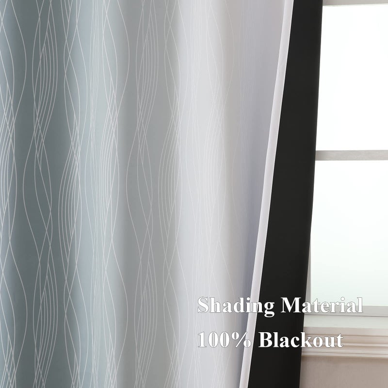 Estelar Textiler Stone Blue and Grayish White Blackout Curtains 108 Inches Long  Thermal Insulated Drapes for Bedroom  Full Light Blocking Energy Saving Long Curtains for Living Room 52Wx108L 2 Panels - Image 5