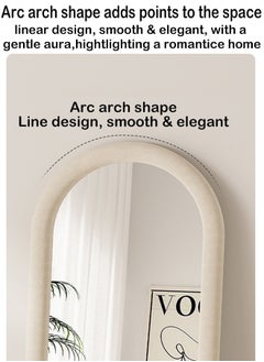 ZCM-HAPPY Stand Hanging or Against The Wall Large Bedroom Floor Mirror Vanity Mirror Wall Mounted Mirror With Luxury Flannel Frame (170x70cm)  - Image 3