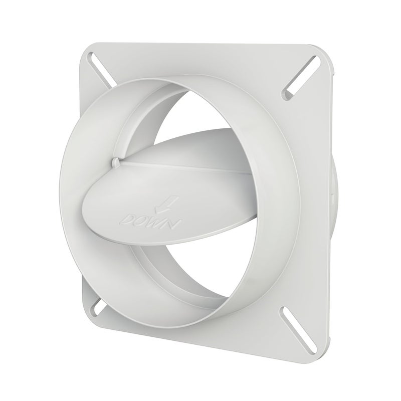 Deflecto حاجز تدفق الهواء من بلاستيك ديفليكتو لفتحة مجفف، 4" قطر، أبيض (BD04) - Image 1