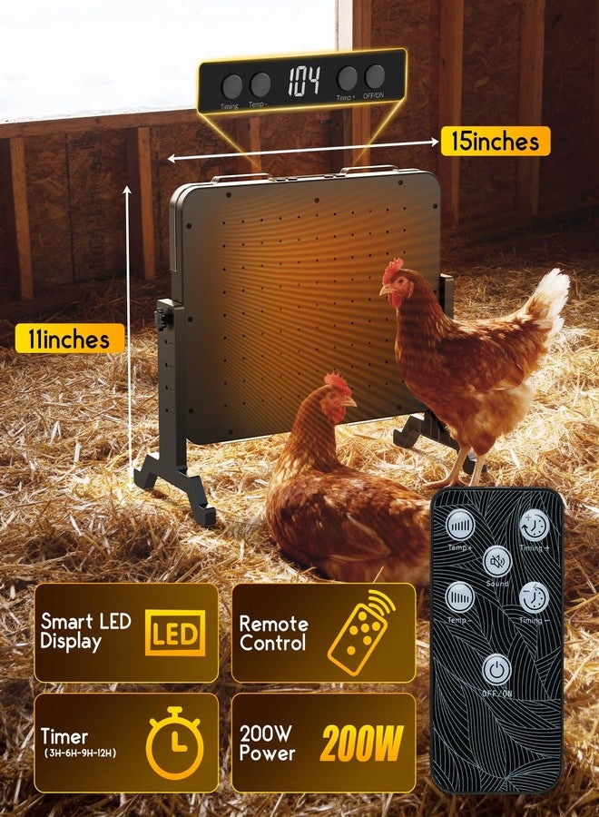 Magicfly Smart Chicken Coop Heater, Magicfly 200W Chicken Heater for Coop with Built-in Temperature Sensor, 12-Hour Timer, and Protective Cover, Coop Heater Brooder Plate for Winter, FCC & UL Compliant - Image 5