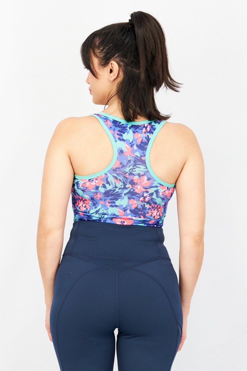 Sinsay Women Round Neck Sleeveless Floral Printed Tank Top,  Blue Combo - Image 3