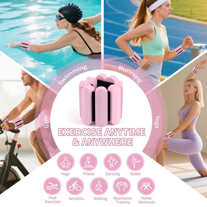 Teikugv Wrist Weights â€“ Adjustable Ankle Wrist Weights for Women & Men â€“ Set of Weighted Bangles 2 lbs (1 lb Each) | Arm and Leg Weights for Pilates, Yoga, Running & Walking (pink) - Image 4
