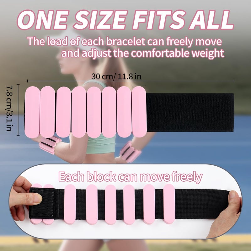 Teikugv Wrist Weights â€“ Adjustable Ankle Wrist Weights for Women & Men â€“ Set of Weighted Bangles 2 lbs (1 lb Each) | Arm and Leg Weights for Pilates, Yoga, Running & Walking (pink) - Image 2