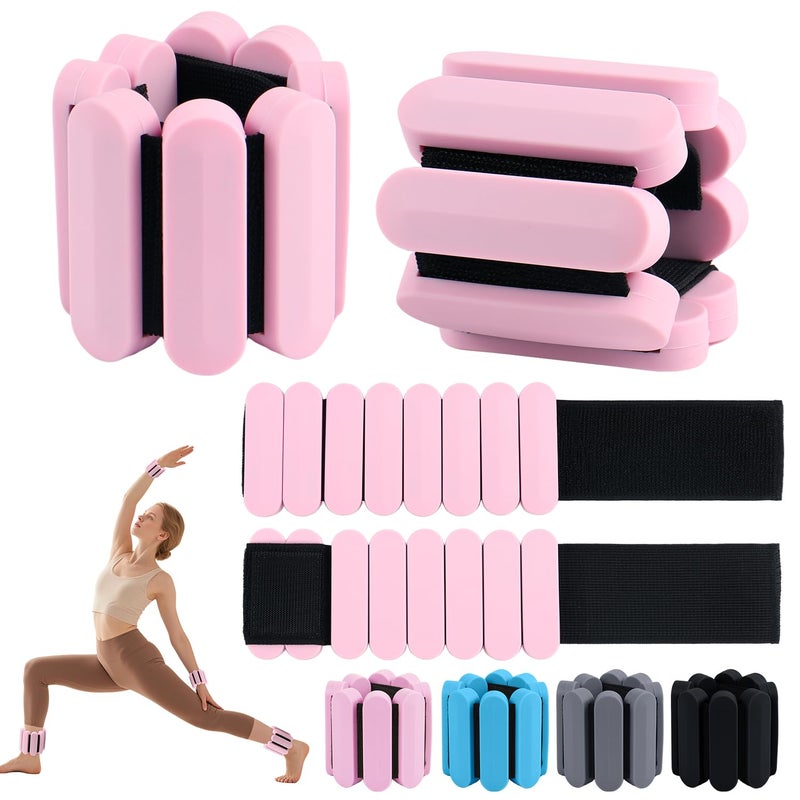 Teikugv Wrist Weights â€“ Adjustable Ankle Wrist Weights for Women & Men â€“ Set of Weighted Bangles 2 lbs (1 lb Each) | Arm and Leg Weights for Pilates, Yoga, Running & Walking (pink) - Image 1