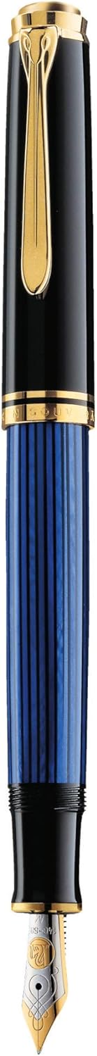 Pelikan Souvern M400 Fountain Pen Fine Nib BlackBlue 1 Each 994939 - Image 1