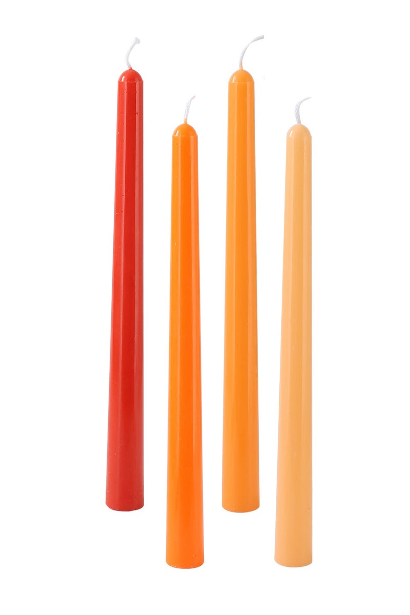 شماعات (10 بوصة) متدرجة اللون البرتقالي - 4 قطع عديمة الرائحة لطاولات العشاء - حفلات الزفاف - عيد الحب - ديكور المنزل - عديمة التنقيط والدخان - احتراق 8-10 ساعات - Image 1