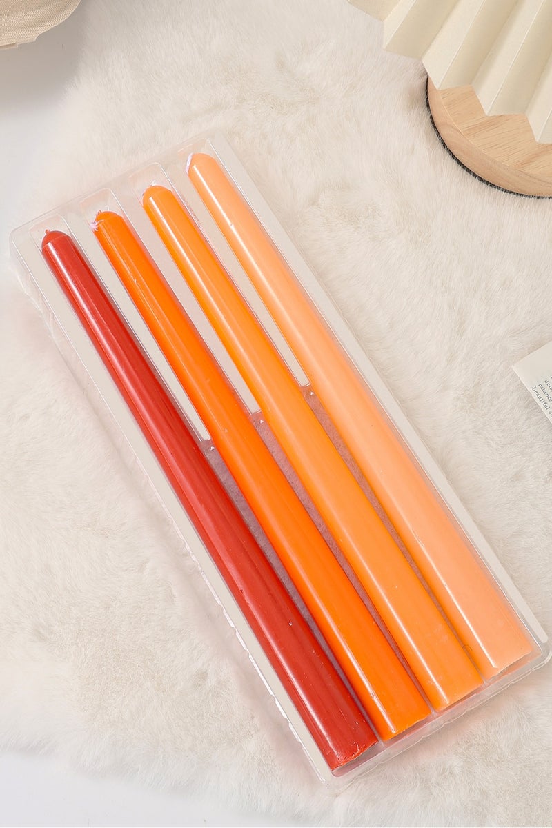 شماعات (10 بوصة) متدرجة اللون البرتقالي - 4 قطع عديمة الرائحة لطاولات العشاء - حفلات الزفاف - عيد الحب - ديكور المنزل - عديمة التنقيط والدخان - احتراق 8-10 ساعات - Image 3