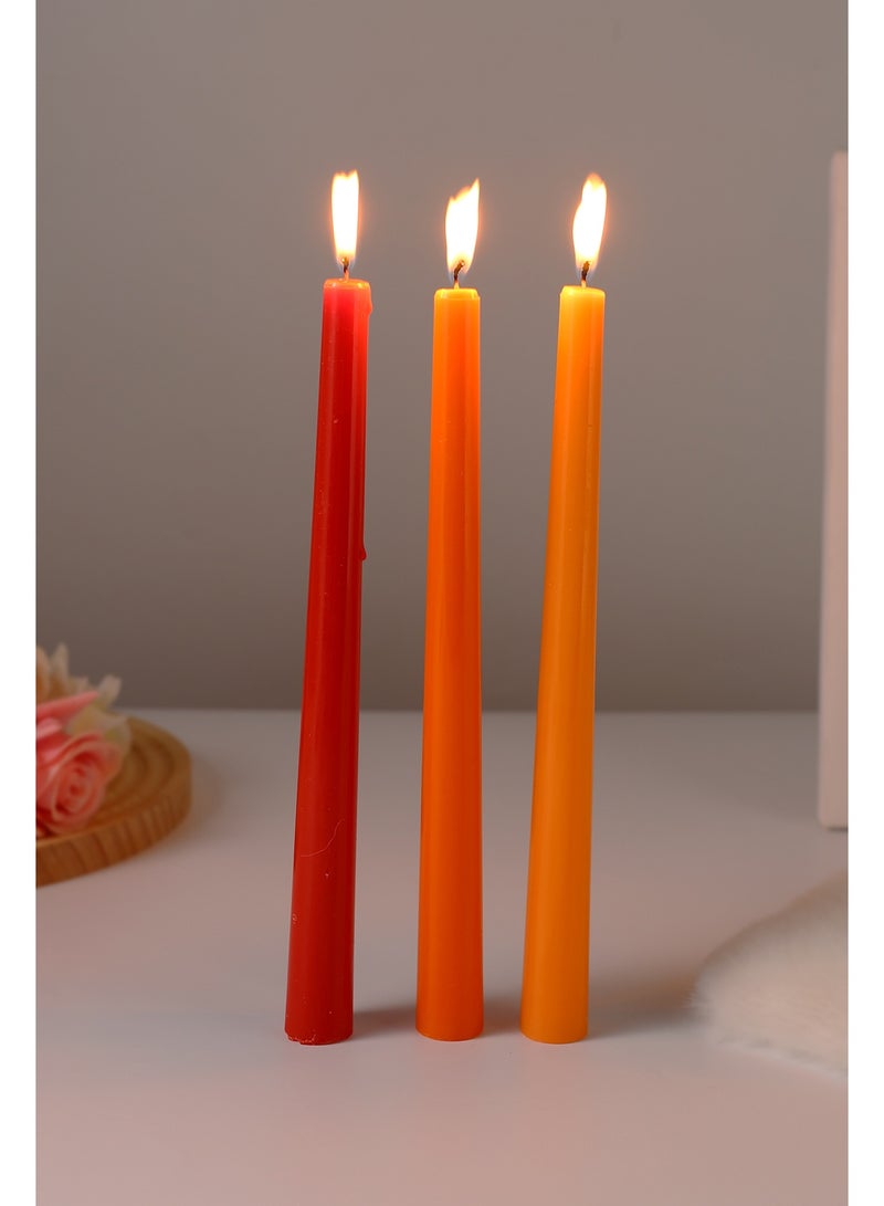 شماعات (10 بوصة) متدرجة اللون البرتقالي - 4 قطع عديمة الرائحة لطاولات العشاء - حفلات الزفاف - عيد الحب - ديكور المنزل - عديمة التنقيط والدخان - احتراق 8-10 ساعات - Image 5