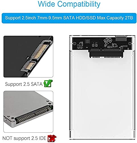 InfiDeals 2.5 Inch Transparent External Hard Disk Case Cover SATA to USB 2.0 External Hard Drive Enclosure. - Image 5