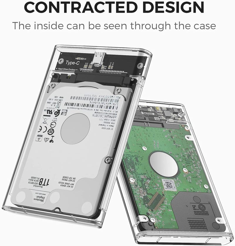 InfiDeals 2.5 Inch Transparent External Hard Disk Case Cover SATA to USB 2.0 External Hard Drive Enclosure. - Image 3