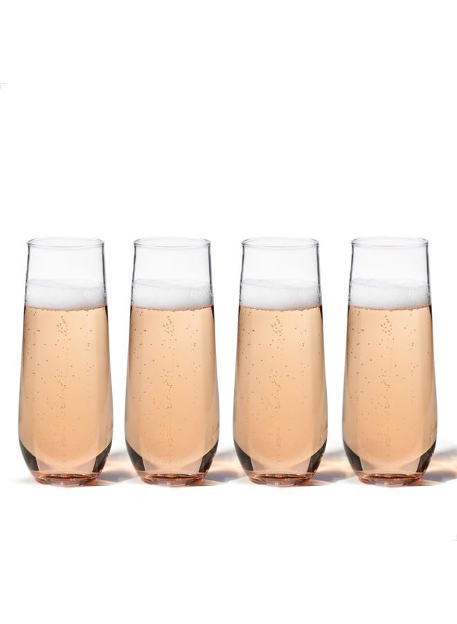 TOSSWARE RESERVE 9oz Stemless Flute SET OF 4, Tritan Dishwasher Safe & Heat Resistant Unbreakable Plastic Champagne Gl - Image 1