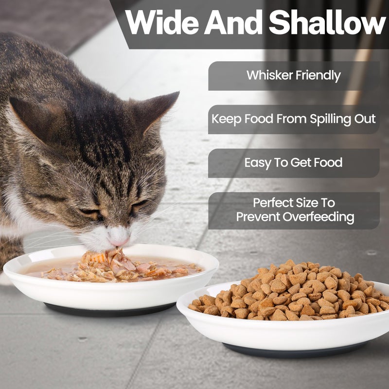 Kitwinney Cat Food Bowls, Whisker Friendly Ceramic Cat Bowls with Nonslip Silicone Bottom, Pack of 3 Quiet Cat Dishes and Plates for Feeding Indoor Cats, Kittens and Small Dogs(Fishbone) - Image 4