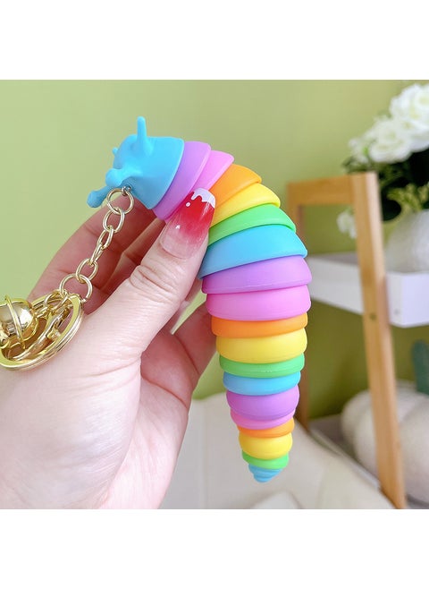 Fun Caterpillar Keychain with Bowtie Charm Blue