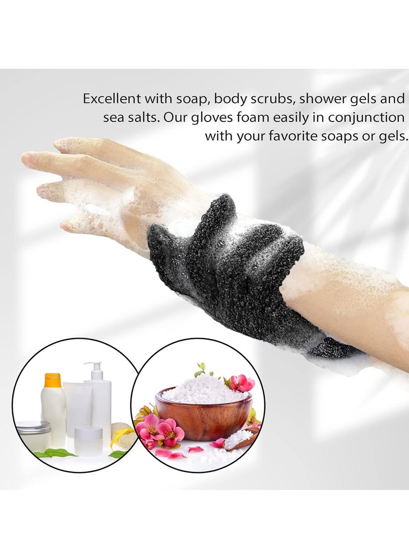 Bath Loofah Gloves Hand Scrubber Dead Skin Remover Dead Skin Cell Remover 100% Nylon Fiber Wet Dry Exfoliating Gloves 2pcs Color: Black  - Image 1