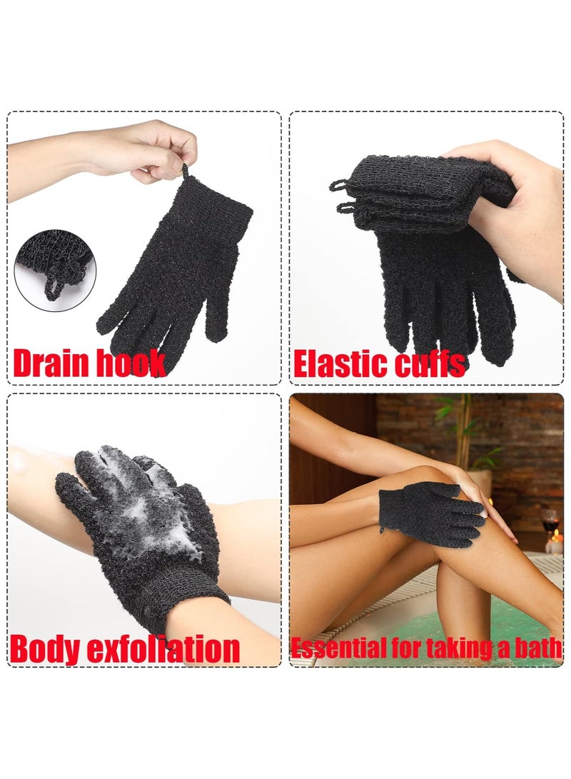 Bath Loofah Gloves Hand Scrubber Dead Skin Remover Dead Skin Cell Remover 100% Nylon Fiber Wet Dry Exfoliating Gloves 2pcs Color: Black  - Image 2