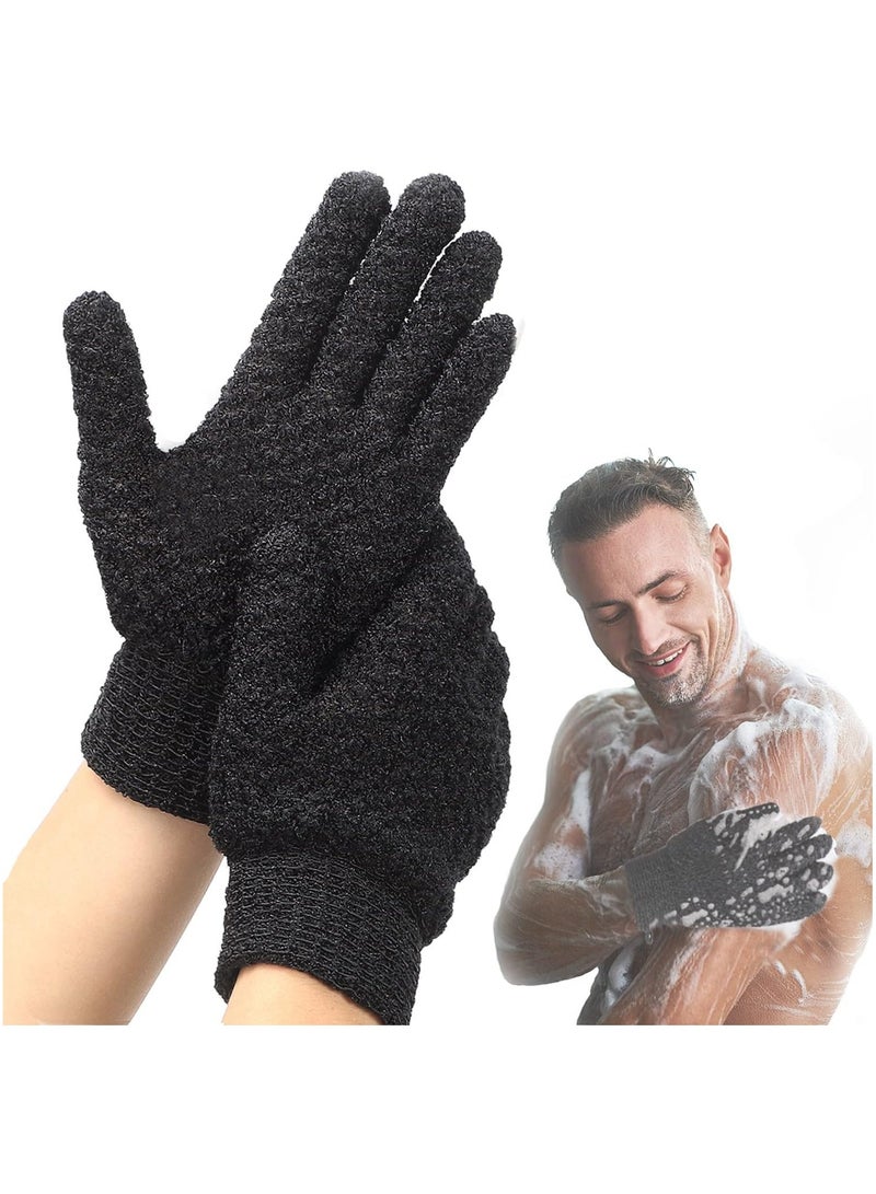 Bath Loofah Gloves Hand Scrubber Dead Skin Remover Dead Skin Cell Remover 100% Nylon Fiber Wet Dry Exfoliating Gloves 2pcs Color: Black  - Image 3