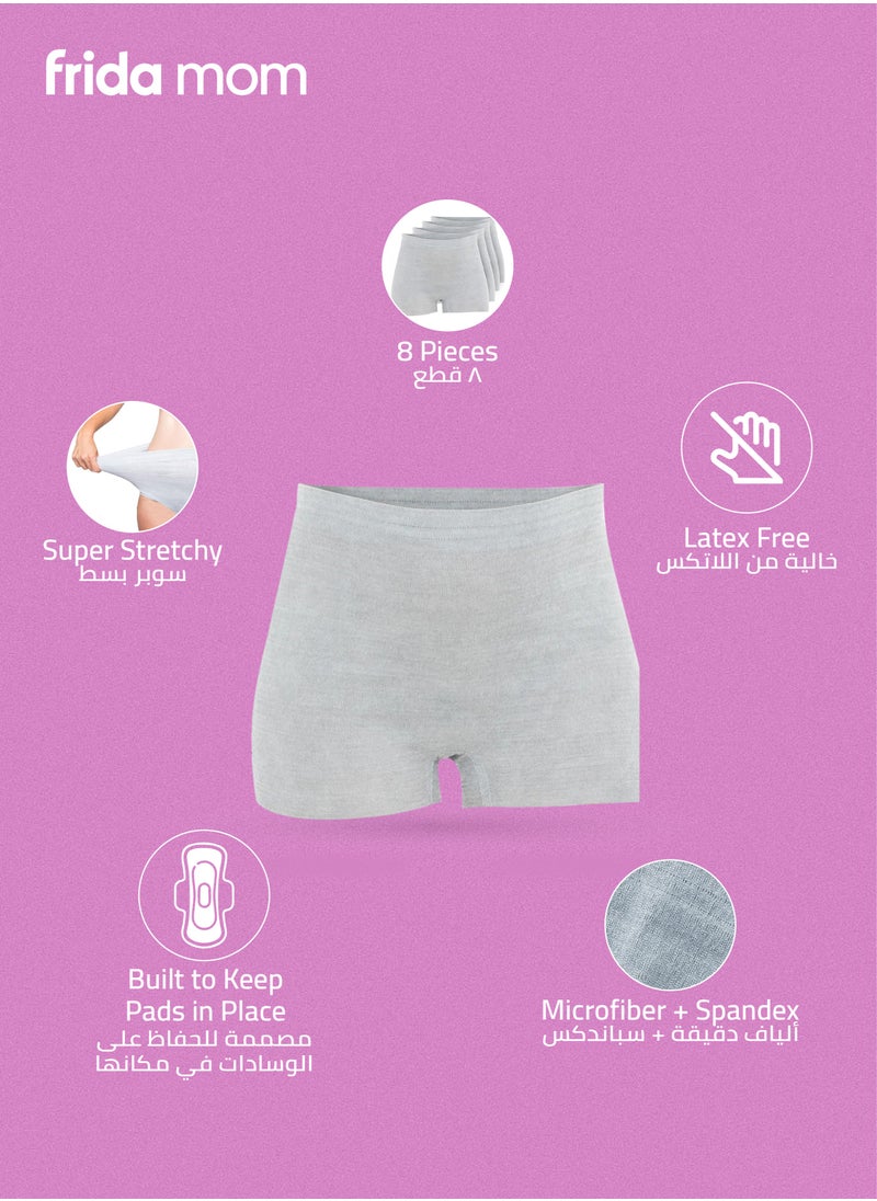 frida mom - Disposable Postpartum Underwear | Super Soft, Stretchy & Breathable | 8 Pack | Boys Short Fit, High-Waist, Full Coverage & Leak Protection | Latex-Free, Wicking Fabric for Comfort - Image 1