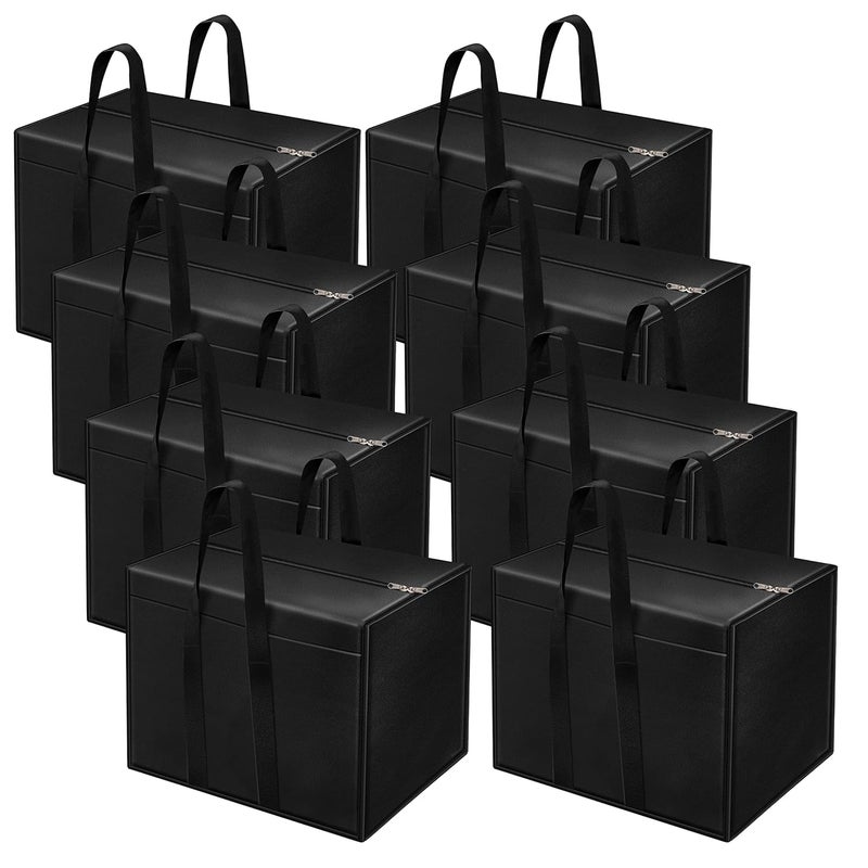 Storite 8 Pack Nylon 85 L Moisture Proof MultiPurpose Storage BagClothing Storage OrganizerToy StorageStationery Paper Storage Bag with Zipper Closure and Strong Handle Black57x368 x405 cm - Image 1
