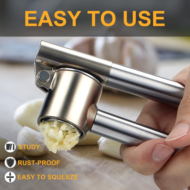Roeene Garlic Press, 304 Stainless Steel Garlic Mincer & Crusher, Heavy Duty, Easy Squeeze, Rust Proof, Easy Clean - Image 4