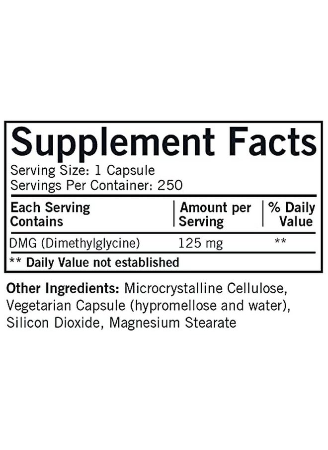 Dmg (Dimethylglycine) 125 Mg Hypoallergenic 250 Vegetarian Capsules