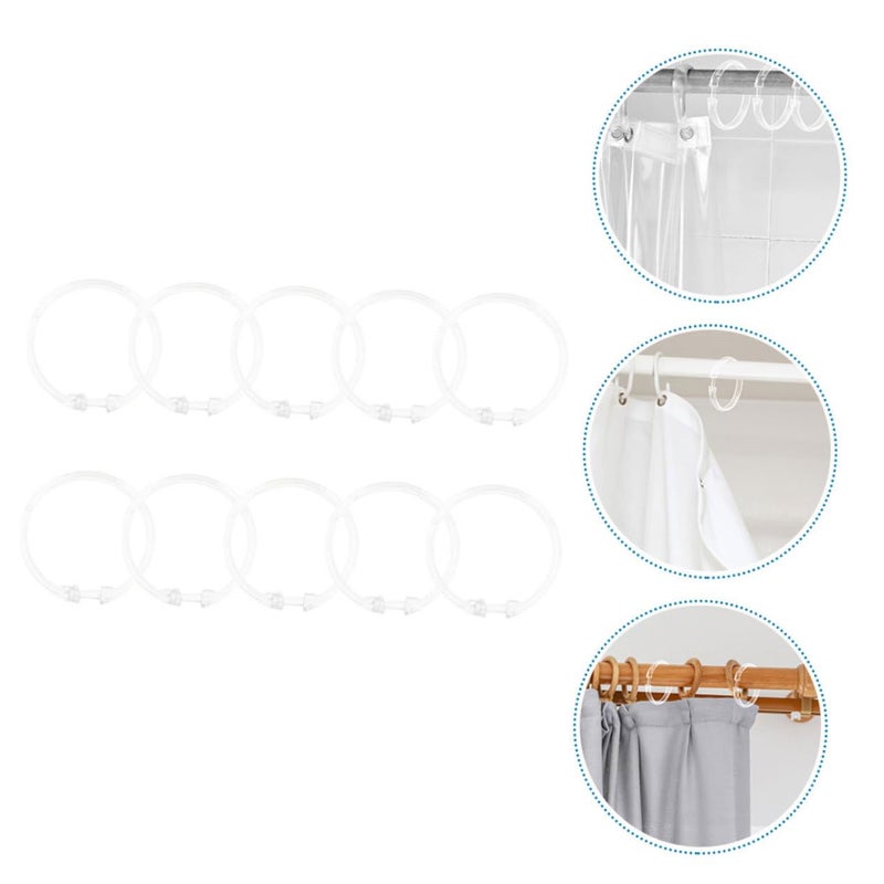 10 Pack Shower Curtain Rings Easy Snap Closure Hooks Standard Smooth Design - Image 5