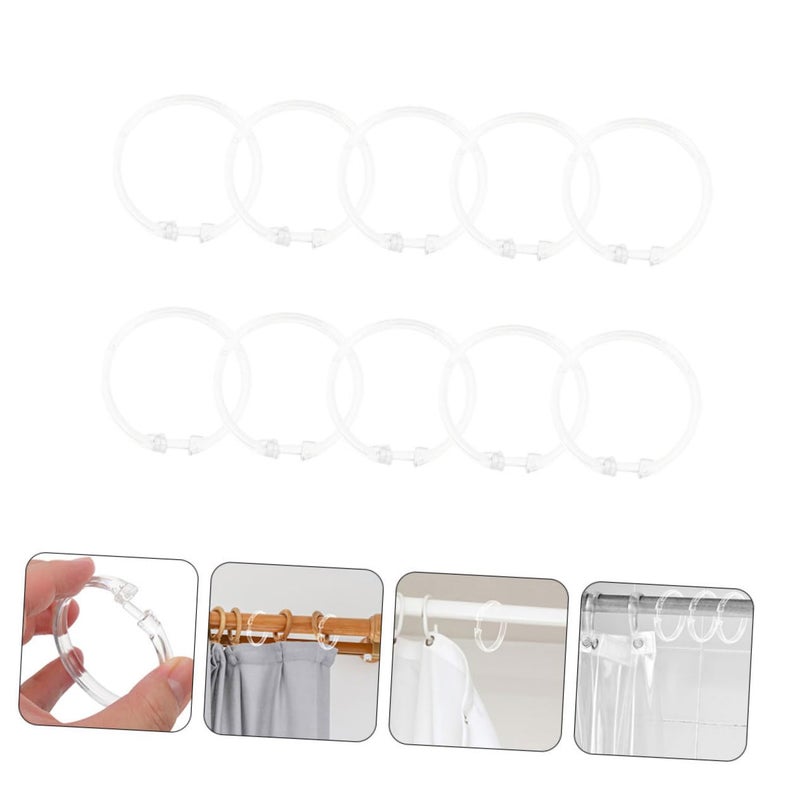 10 Pack Shower Curtain Rings Easy Snap Closure Hooks Standard Smooth Design - Image 3