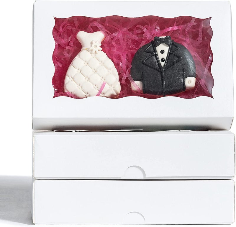 BAKEFY 20 pieceWhite 6x3 x2 Inch Cookie Boxes White Bakery Boxes with Window Pastry Boxes Dessert Boxes for Candy Chocolate Strawberries Cakes Muffins Donuts and Party Favor - Image 1