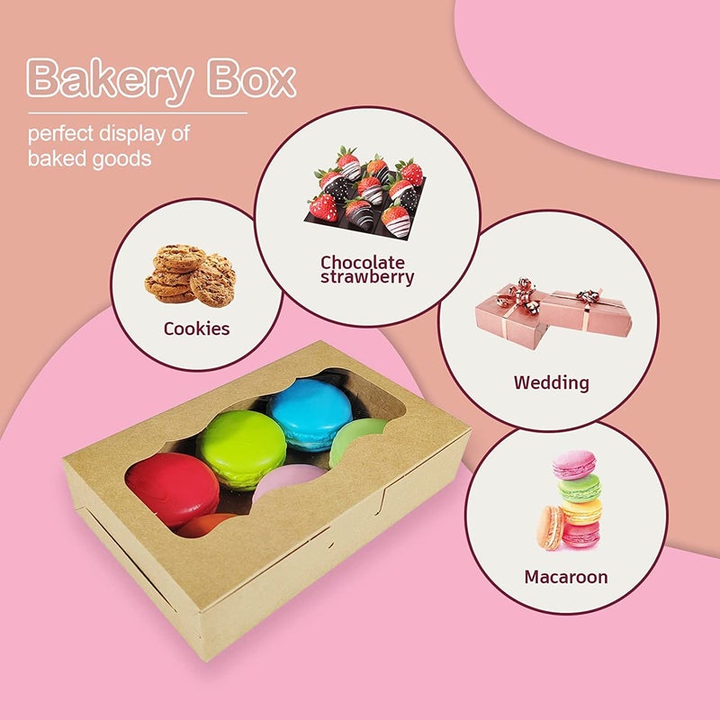 BAKEFY 20 pieceWhite 6x3 x2 Inch Cookie Boxes White Bakery Boxes with Window Pastry Boxes Dessert Boxes for Candy Chocolate Strawberries Cakes Muffins Donuts and Party Favor - Image 5