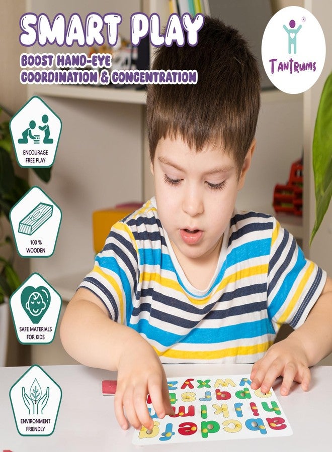 Tantrums لعبة ألغاز خشبية تعليمية للأطفال في مرحلة ما قبل المدرسة من تانترمز، تساعد في تنمية التركيز بين اليد والعين والمهارات الحركية مع خاصية المطابقة ذاتية التصحيح (طائر، فاكهة، أجزاء من الجسم، لغز أبجدي صغير). - Image 5