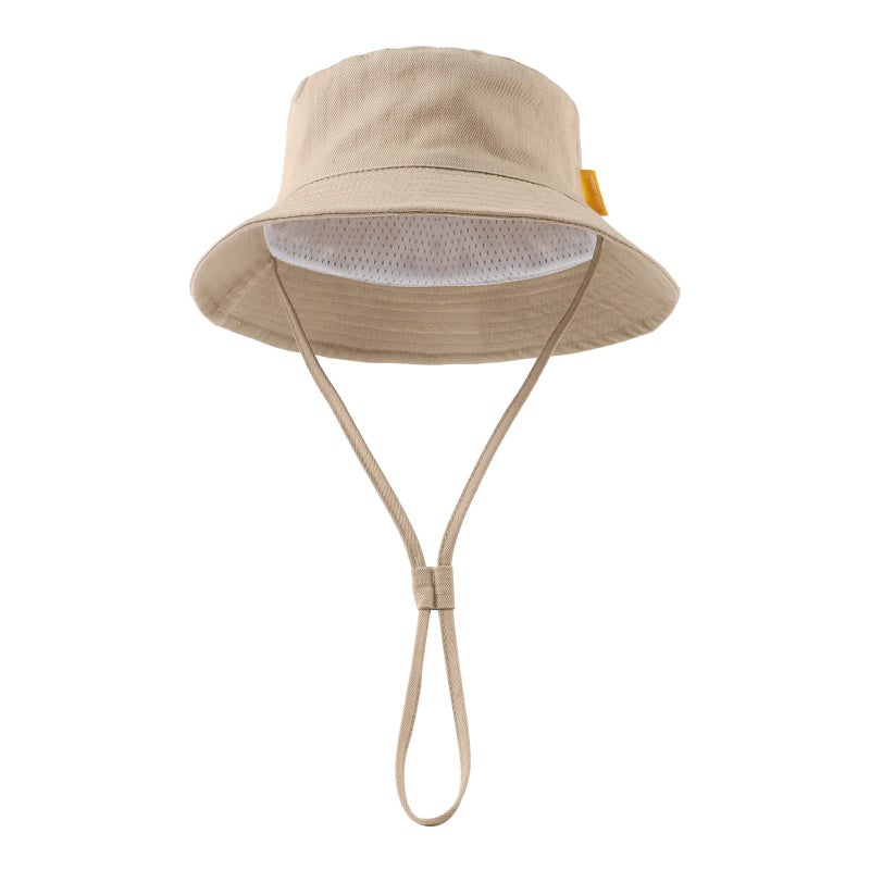 JANGANNSA Cotton Baby Sun Hat Infant Toddler Boys Girls Bucket Hats Summer Sun Protection Kids Beach Caps(Haze Blue+Khaki,46cm) - Image 3