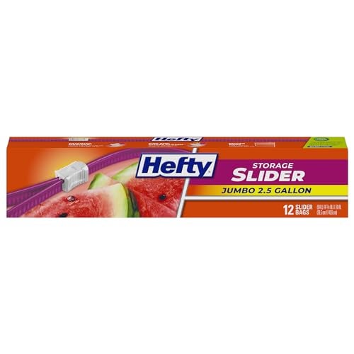 Hefty Slider Jumbo Storage Bags 25 Gallon Size 12 Count