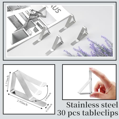 T-Antrix Tablecloth Clips 30 Packs Picnic Table Clips Flexible Stainless Steel Table Cloth Cover Clamps Table Cloth Holders Ideal for Picnics Marquees Weddings Graduation Party - Image 2