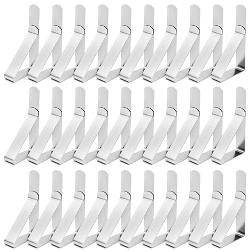 T-Antrix Tablecloth Clips 30 Packs Picnic Table Clips Flexible Stainless Steel Table Cloth Cover Clamps Table Cloth Holders Ideal for Picnics Marquees Weddings Graduation Party - Image 1