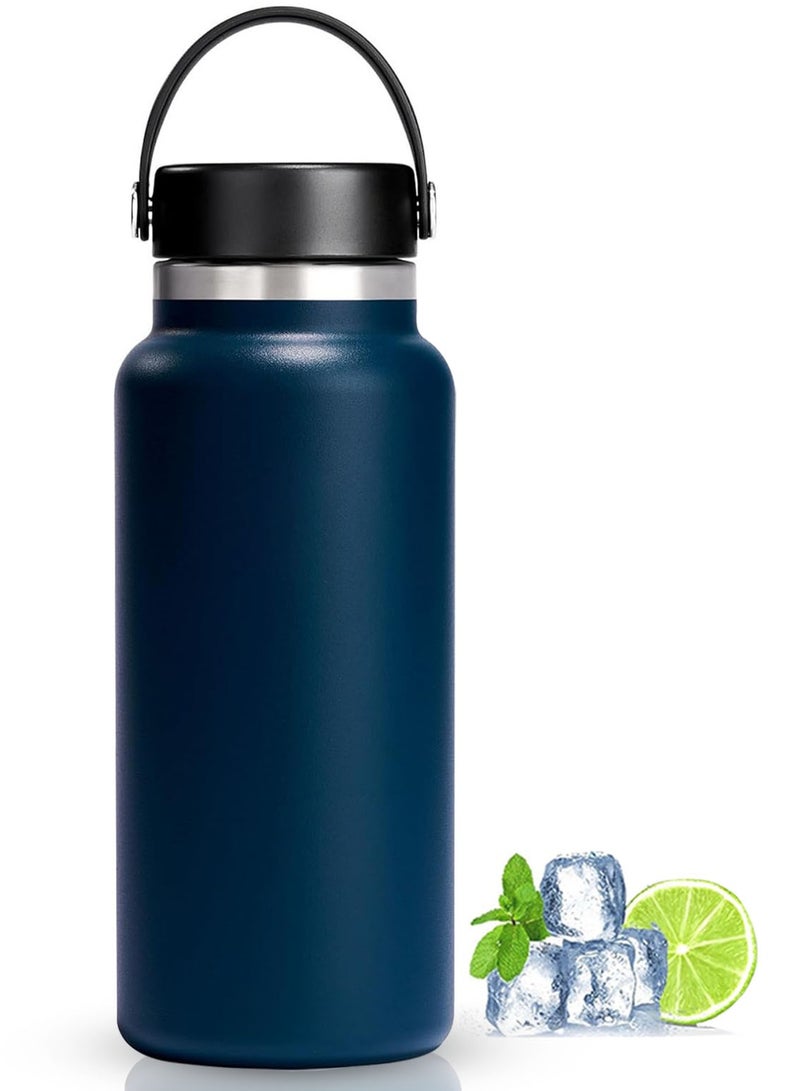 ROEIEIS Water Bottle, Insulated Stainless Steel Flask for Hot & Cold Drinks, Leakproof & Non-Spill Wide Mouth Flex Lid, Reusable & Refillable Sports Bottle - Image 1