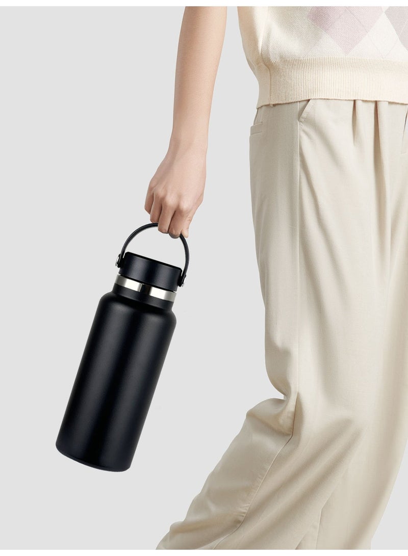 ROEIEIS Water Bottle, Insulated Stainless Steel Flask for Hot & Cold Drinks, Leakproof & Non-Spill Wide Mouth Flex Lid, Reusable & Refillable Sports Bottle - Image 4